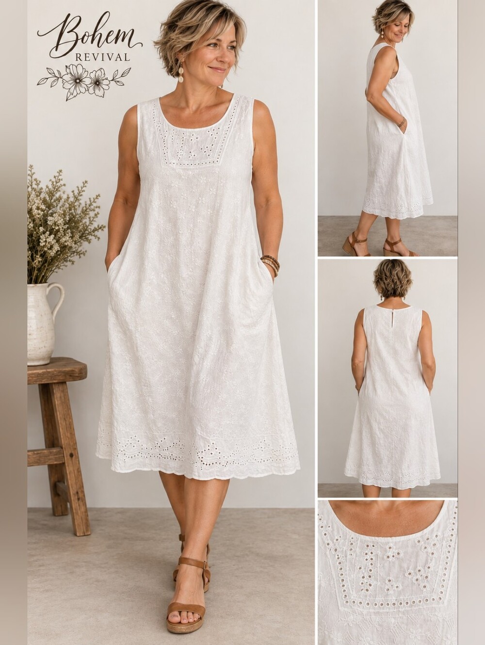 Talbots White Eyelet Sleeveless Tunic